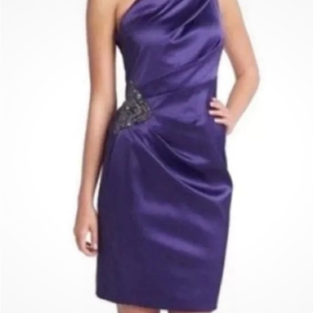 Eliza J Purple Asymmetrical One Shoulder Cocktail Dress